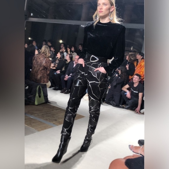 Isabel Marant women runway maeko exotic leather patchwork metallic pants NWT